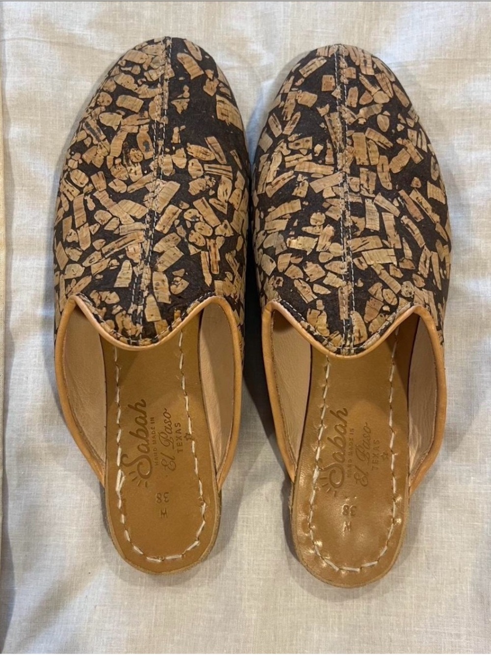 Sabah Black and Tan Patterned Slip-On Mules